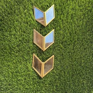 Gold Chevron Wall Mirror Trio - Set of 3